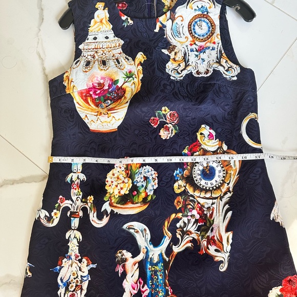 One of kind heavy brocade mini dress with pockets and jewelled details. - Picture 3 of 11